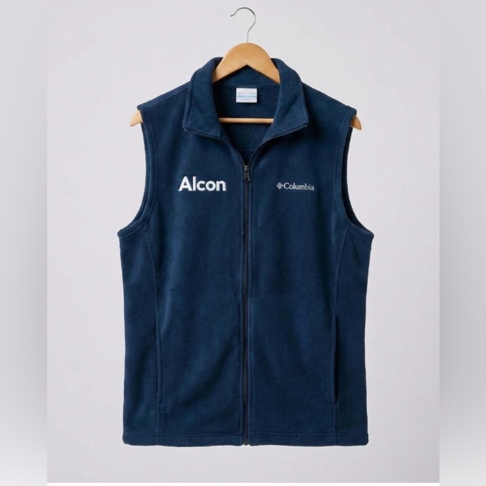 COLUMBIA Men’s Steens Mountain Fleece Vest Full Zip Black Alcon Logo Size L
